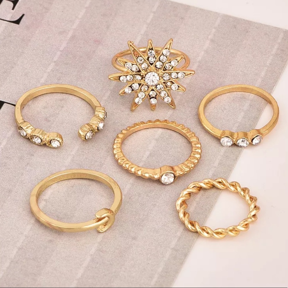 {MONIQUE} boho retro star crescent moon midi ring - Picture 4 of 7